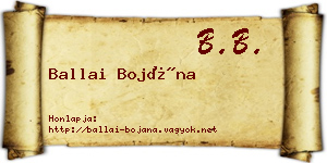 Ballai Bojána névjegykártya